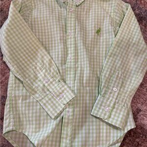 TBBC lime green Gingham Button-Up Shirt VGUC size 6